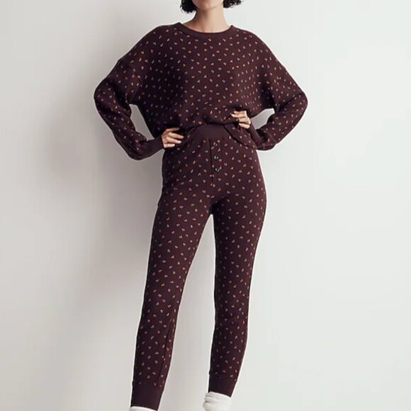 Madewell Waffle-Knit Pajama Set in Micro Berry | Size XXS - Picture 1 of 6